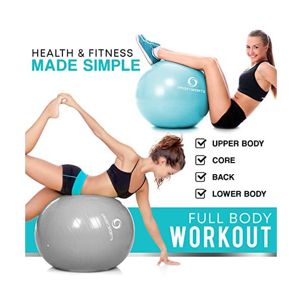 Exercise Fitness Swiss Yoga Ball - Anti Burst Extra thick with Hand Pump for Home Gym - Birthing Ball for Yoga, Pilates…