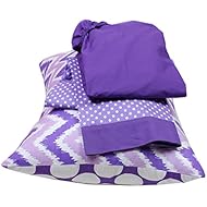 Bacati Mix and Match Zigzag/Dots 3 Piece Toddler Bed Sheet Set, Purple