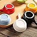 MonLiya 6 Pcs Ceramic Sauce Dishes Colorful Mini Bowl Set Ketchup Side Dish Tableware Condiment Relish Plate Seasoning Soy Sauce Dishes Stackable Ramekins with Grip Handle (6pcs Sauce Dishes)
