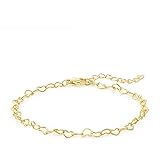 Womens Dainty Gold Chain Bracelet,Simple Layered Chain Bracelets,Beaded Turquoise Bracelet,Charm Crystal Bar,Heart,Karma,Triangle,Pearl Bracelets for Women