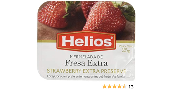 Helios Mermelada De Fresa - Pack de 64 x 25 gr, Total: 1600 ...