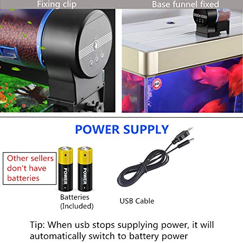 Automatic Fish Feeder Fish/Turtle Timer Auto Feeder for Aquarium&Fish Tank Vacation&Weekend Fish Food Dispensers Batteries Included(with 2 Fish Food Dispensers)