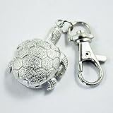 SODIAL(R) Textured Silver Tone Turtle Pendant Hunter Case Key Ring Watch