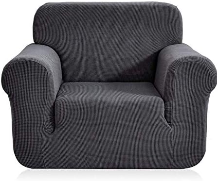 Rayzon Armchair Slipcover 1 Piece Chair Couch Slipcover Soft High Stretch Knitted Jacquard Fabric Small Checks Sofa Cover Grey, 27" to 47" Wide(Chair, Grey)