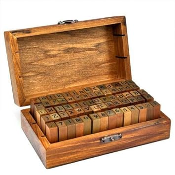 Yahee Stempel Set Holz Box Alphabet Buchstaben Letters Ziffer Zahlen Geburtstag 70tlg für Advent