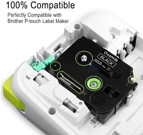 3X Oozmas Compatible with Brother Label Printer Tape Replacement for Ptouch White on Black Tape TZe 12mm 0.47 TZe-335 - Image 3