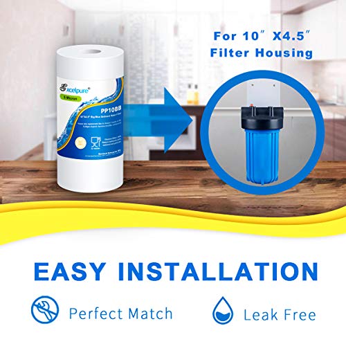 EXCELPURE Big Blue Whole house Sediment Water Filter 10" x 4.5" (5