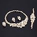Everrich Crystal Bridal Cream Simulated Pearl Gold Plated Statement Necklace Earrings Jewelry Sets for Women Costume,4 Pairs