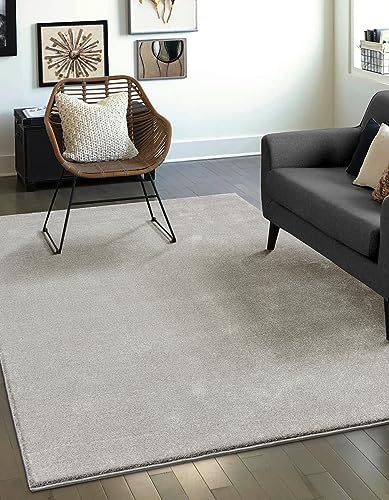 Mia's Teppiche Emely - Alfombra Moderna y Suave de Pelo Corto (17 mm), Color Plateado, 120 cm, Redonda