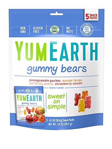 YumEarthGummy Bears, Assorted Flavors, 5 Snack Packs