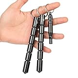 amathings 2 pieces ! (double pack) Kubotan/force amplifier with a very loud SOS signal whistle in Black with grooved grip and key chain also usable as an emergency hammer, 100% legal, by