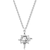Women’s Star Necklace, Alloy Cubic Zircon Celestial Pendant Necklaces, Dainty Silver Tone Layering Jewelry Gift