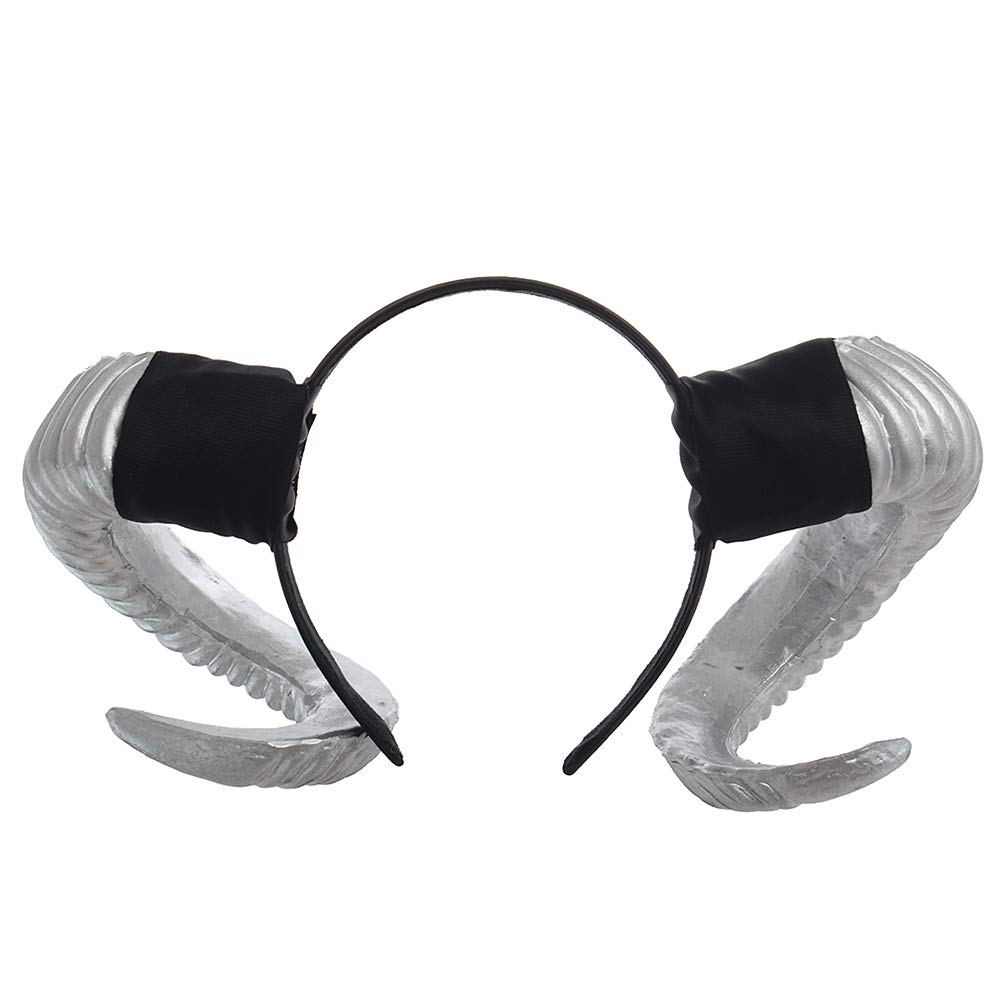 GRACEART Gothic Ram Horns Headband Hair Accessories (Silver)