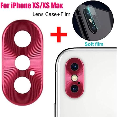 WEIJIJ Metal Back Rear Camera Lens Protective Ring Case Cover Protector Accessory + Screen Film Cover for iPhone Xs/XS Max