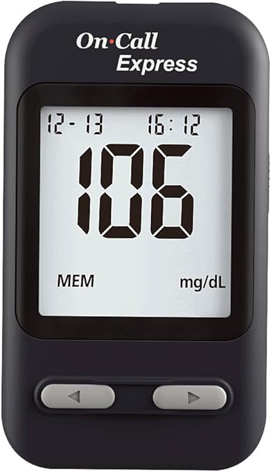 Amazon Com On Call Express Blood Glucose Monitor Glucose Meter Manual And Case Only Health Personal Care