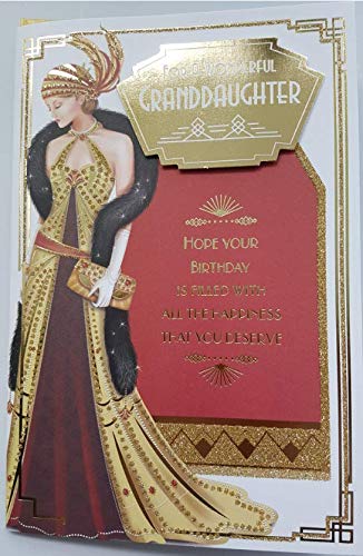 Art Deco Lady - Granddaughter - Glittered Birthday Card