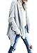 FISACE Women's Loose Fit Long Sleeve Knitted Cardigan Sweaters Outerwear with Pocket, Medium, Grey