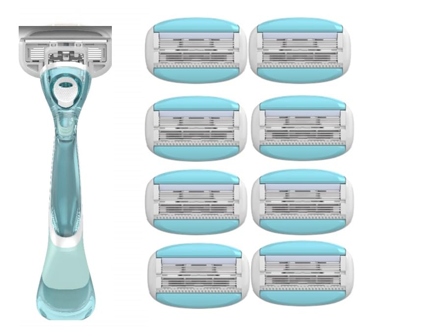 Dorco NEW EVE 6 Women’s 6 Blades Refills x 8 with Free Handle