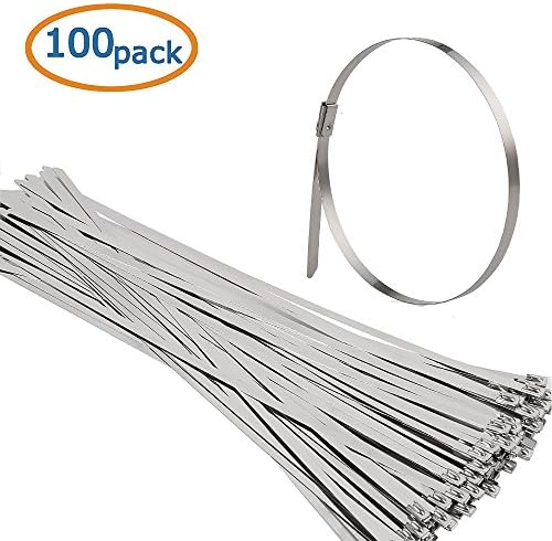 Stainless Steel Zip Ties Wraps, 11.8Inch Self Locking Multi-Purpose Wrapping Straps Exhaust Pipes Header Cable Matters (100 Pack)