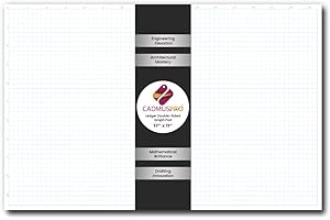 CADMUSPRO Ledger 17"x11" Large Premium Graph Pad, ¼” Quad-Ruled Grid, 21-Gram Thick Paper, Inch-scale, 50 Sheets/Pad, Top Glue Binding. Sketching & Drafting (1, White)