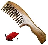 Meta-C Natural Green Sandal Wood Handmade Wave Comb