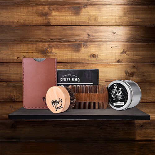 Beard Comb and Brush Set for Men - Wooden Beard Comb Sandalwood Beard Comb - Natural Horse Hair Bristle Brush - Perfect for Beard Balms & Oils – Soften and Condition Itchy Beards - 2 Year Warranty - Thumbnail 2