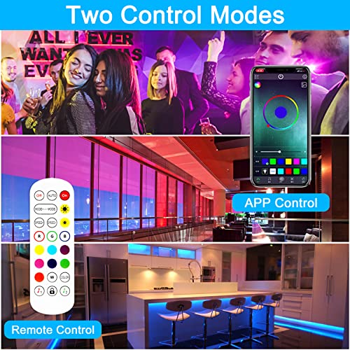 15M Striscia LED, LED Striscia Musica Sync 5050 RGB 20 Colori 21 Modalità, Bluetooth Nastri LED 12V Luci LED Colorati con Controllo App e Telecomando per Camera, Bar, Festa, Decorazioni Natalizie