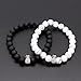 POSHFEEL Pineapple Charm Bracelets for Lovers Couple Black Matte Agate & White Howlite 8mm Beads Bracelet, 7.6