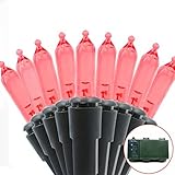 Lalapao M5 Battery Operated String Lights 100 LED Mini Christmas Lighting Decor Timer For Outdoor Indoor Garden Decorations (Red)