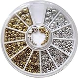 enForten 400Pcs/Box Newly Gold Silver Round Flat Back Acrylic UV Gel Nail Art Decoration Wheel