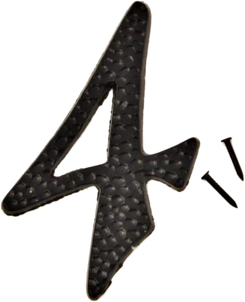 Hy-Ko Products DC-5/4 Die Cast Aluminum House Number 4 (FOUR) 4.5" High, Black, 1 Piece