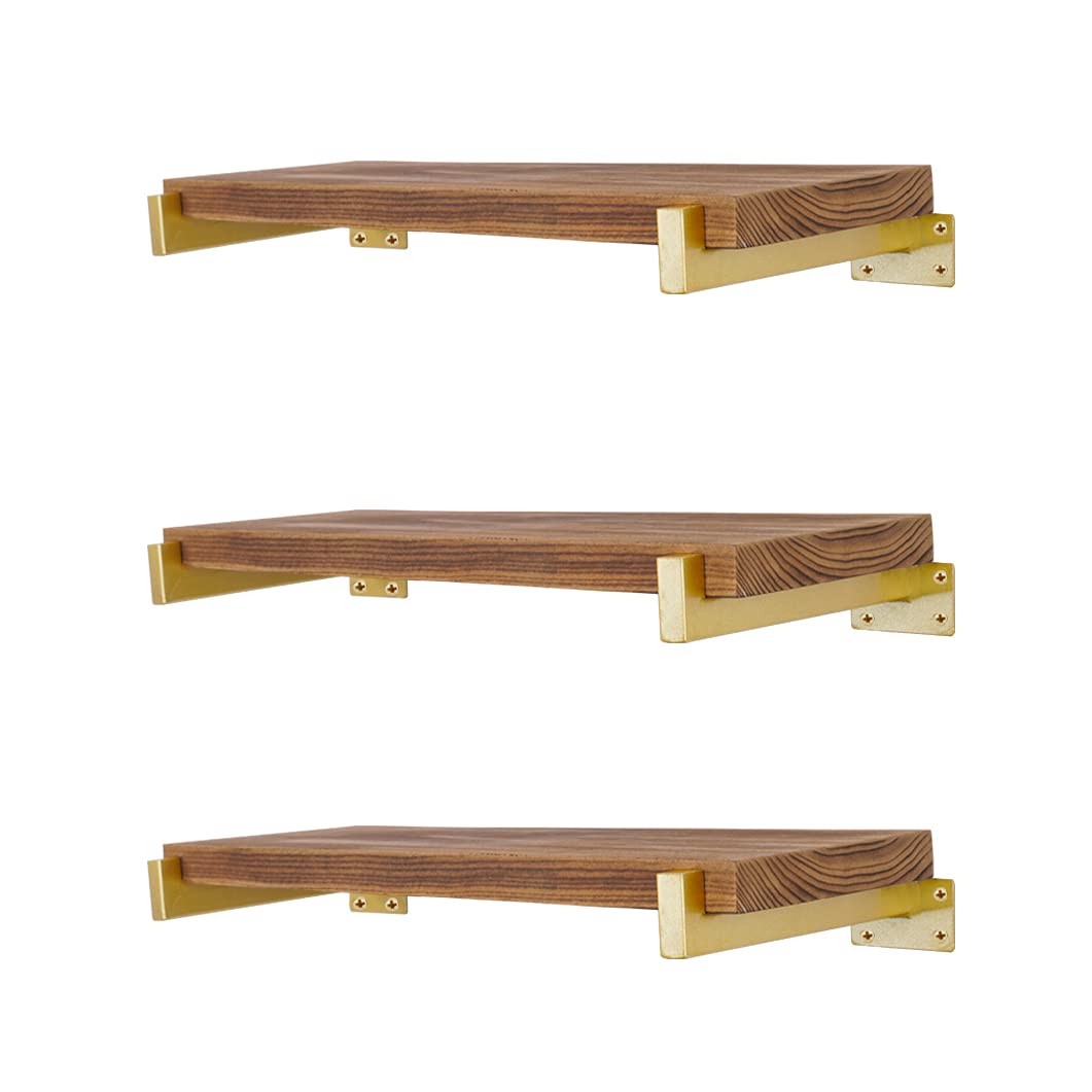 6 Pcs Floating Shelf Brackets 6 Inch Heavy Duty Wall Mounted Industrial Metal Shelving Supports with Lip (150mm/6 Inch Gold) — image 1