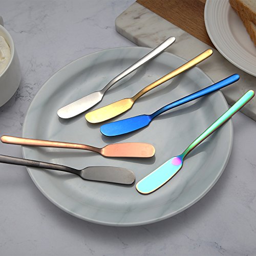 Stainless Steel Butter Knife, Set of 3, Elegant Butter Spreader,Serve Your Butter, Breakfast Spreads,Cheese and Condiments (Blue, 3)