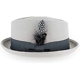 Belfry Crushable Porkpie Fedora Hat Men's Vintage Style 100% Pure Wool in Black Brown Grey Navy Pecan and Striped Band