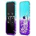 NageBee Protective Case for Apple TV 4K 5th, 4th Gen Remote - Glitter Liquid Quicksand Waterfall Floating Sparkle Bling Diamond Shockproof Cover for Apple TV Siri Remote Controller -Aqua/Purple