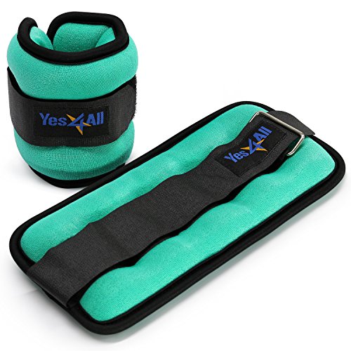 Yes4All Set of 2 Ankle Weights / Wrist Weights with Adjustable Strap - Perfect for Walking, Fitness, Cardio Exercise (3 lbs, Lime Green)