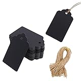SallyFashion 125pcs Black Paper Gift Tags with Free 200 Root Natural Jute Twine