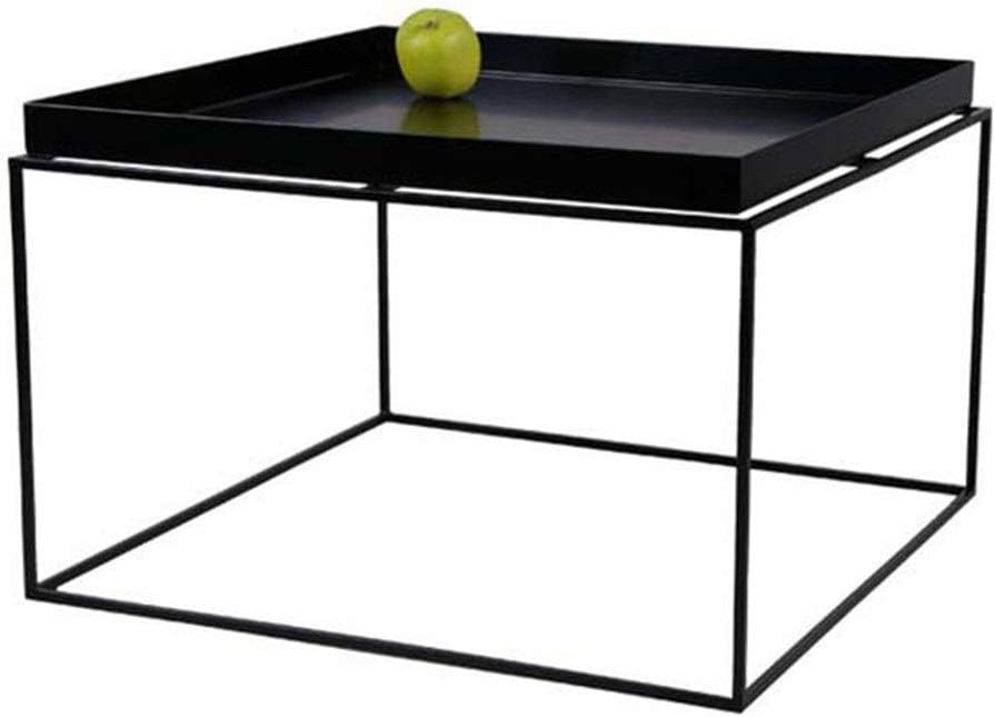Chendaorong Coffee Table Modern Coffee Tea Table Side Table Table Black Metal Frame Multi-purpose Small Tea Table Multi-purpose End Table (Color : Black, Size : 60 * 60 * 39cm)