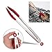 Premium Silicone Kitchen grill Tongs ,BBQ food clip 2 Pack (9-Inch & 12-Inch) (Cherry Red) (red) - DarNio