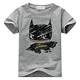 Toddler T-shirt for Batman Fans Superhero Graphic Short Sleeve Cotton Tee by Sun Baby,Gray,5-6 Years
