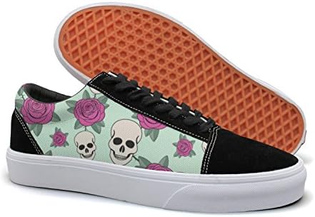 HMAG Girls Skate Shoes Jogging Shoes Skull Roses Tile Lightweight Sneaker For Casual Outfits