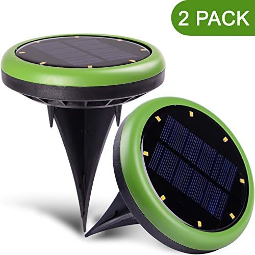 Garden Lights Solar Powered, Intelligent Light Sensor Ground Solar Lights Outdoor 16 LEDs Auto On/Off, Wireless Waterproof Security Lights for Pathway, Patio, Yard, Driveway (Green, 2 Pack)