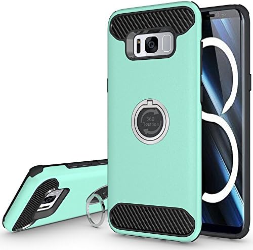 Samsung Galaxy S8 Plus Case with Kickstand,Amagle 360 Degree Rotating Ring Grip,Amagle Dual Layer Shockproof Impact Protection Case for Samsung Galaxy S8 Plus light green