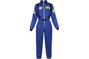 Haorugut Women Astronaut Costume Adult Space Costume Plus Size Flight Suit Astronaut Jumpsuit Fancy Dress Up Costumes
