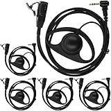Tenq 5pack D Shape Earpiece Headset PTT for Motorola Talkabout Cobra Two Way Radio Walkie Talkie 1pin