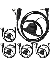 tenq Paquete de 5 formas en D - PTT auricular para Motorola Talkabout Cobra Radio de dos vías Walkie Talkie 1 pin