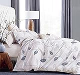 Swanson Beddings Elegant Leaves 3-Piece 100% Cotton Bedding Set: Duvet Cover and Two Pillow Shams (Queen)