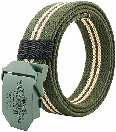 Canvas Web Belt Military Style Smooth Buckle Outdoor Casual Belt 50 Inch (U.S)