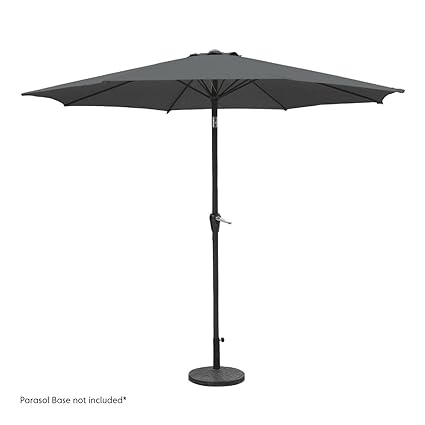 GardenKraft Charcoal Garden Kraft 14620 27M 6 Rib Crank and Tilt Parasol - Charcoal