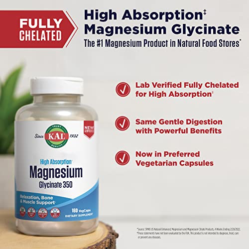 KAL Magnesium Glycinate, Fully Chelated High Absorption Formula